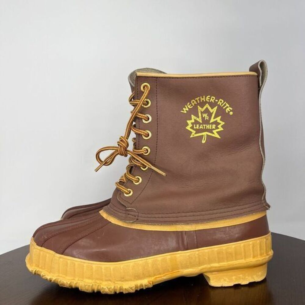 Weather-Rite Steel Shank Men's Boot 8 Brown Yellow Casual Lace-Up Ankle No Lined